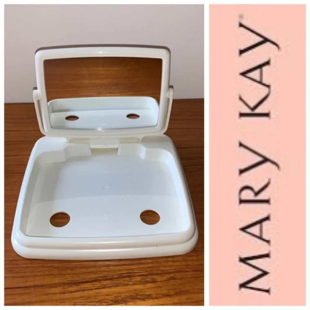 Mary Kay white tray/stand and compact mirror.